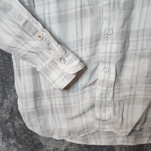 Rag & Bone Shirt Mens Small Gray White Plaid Button Down Long Sleeve Cotton - Picture 5 of 10